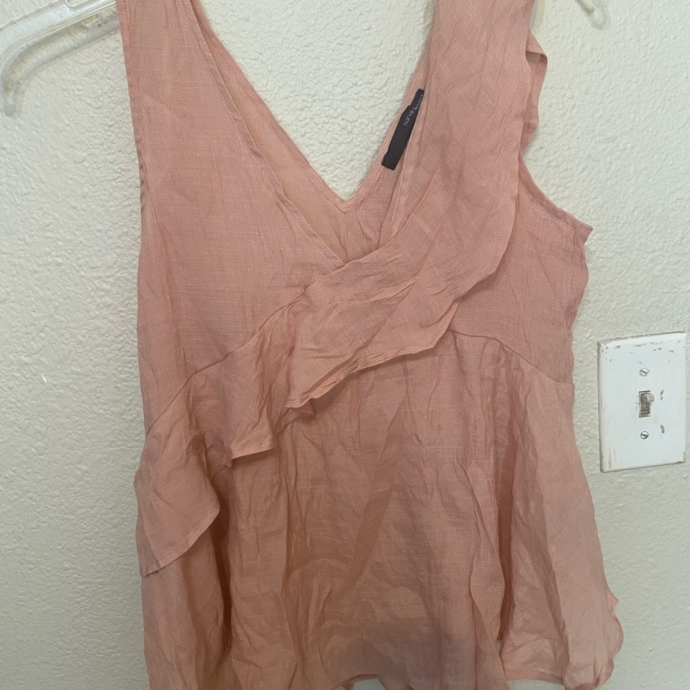 Harve Benard Blush Ruffle V-Neck Blouse